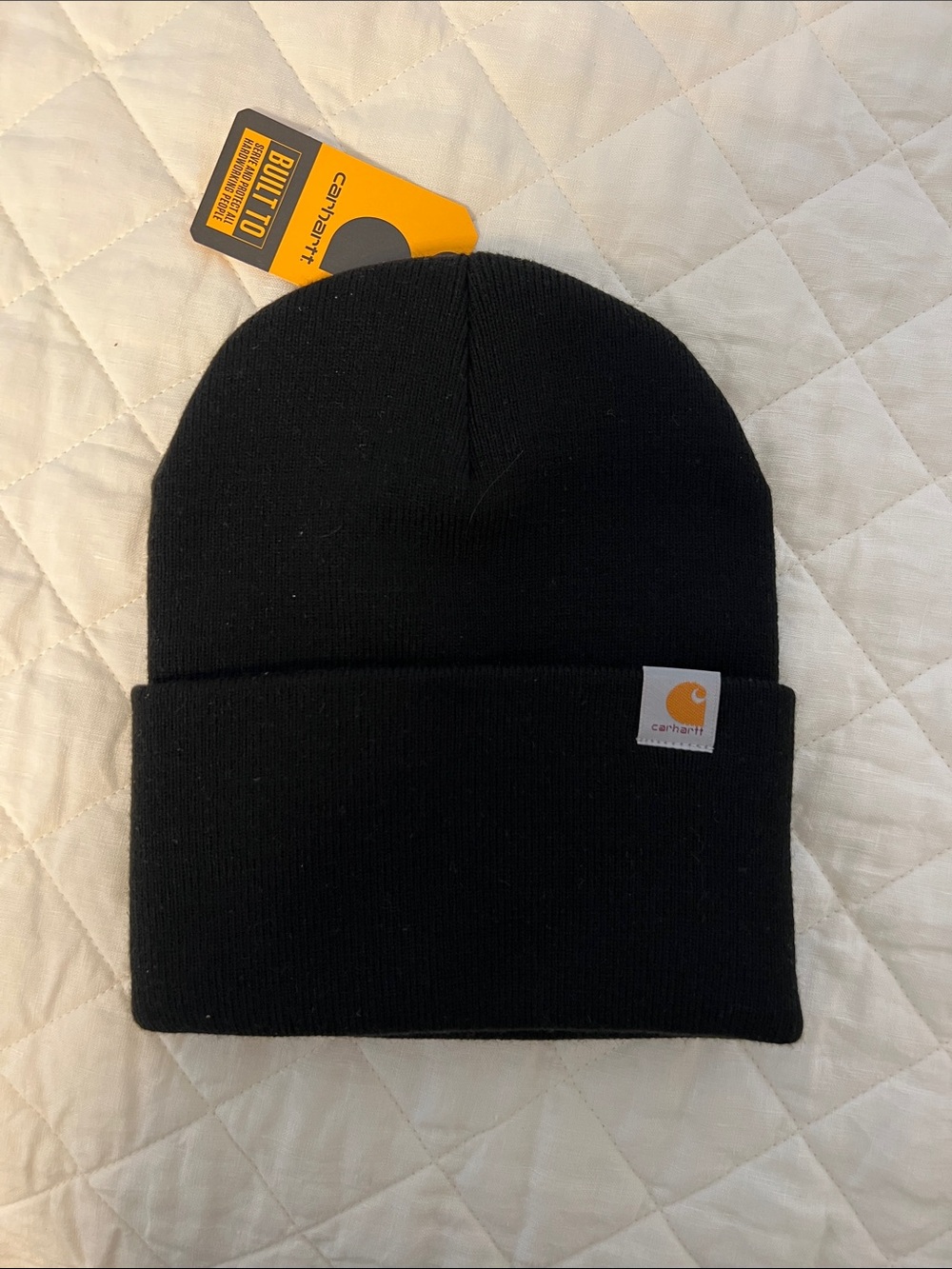 Carhartt Black Cuffed Knit Beanie with Logo Patch